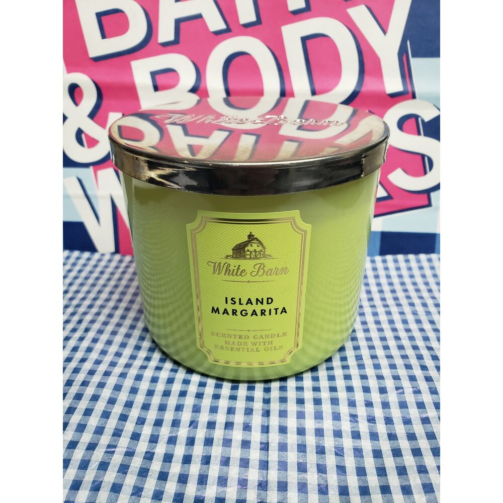 BBW Island Margarita Yellow Shiny Jar Large 3 Wick Candle Home Fragrance